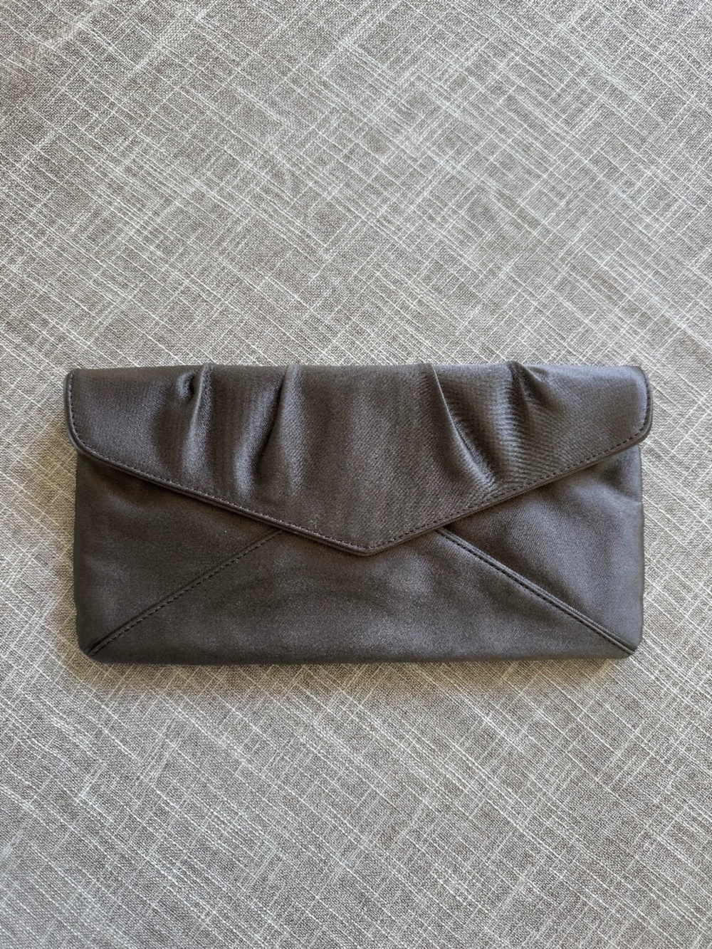 BCBG MAXAZRIA Grey Ruched Envelope Clutch
